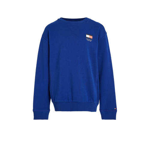 Tommy Hilfiger sweater MULTI FLAG SWEATSHIRT met backprint hardblauw Backprint 