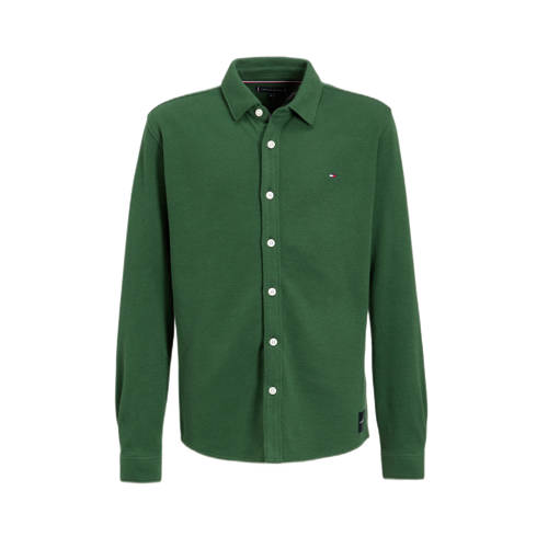 Tommy Hilfiger overhemd met logo groen Jongens Katoen Klassieke kraag Logo - 128