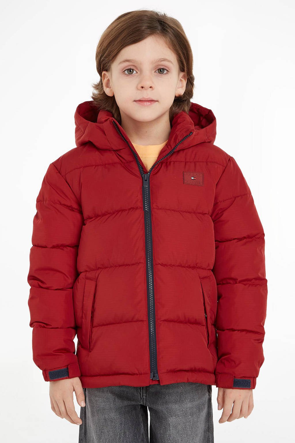 Verdorie credit Correlaat Tommy Hilfiger gewatteerde winterjas U ALASKA van gerecycled polyester rood  | kleertjes.com