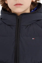 thumbnail: Tommy Hilfiger gewatteerde winterjas HILFIGER LOGO van polyester donkerblauw
