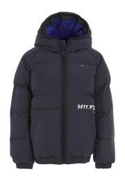 thumbnail: Tommy Hilfiger gewatteerde winterjas HILFIGER LOGO van polyester donkerblauw