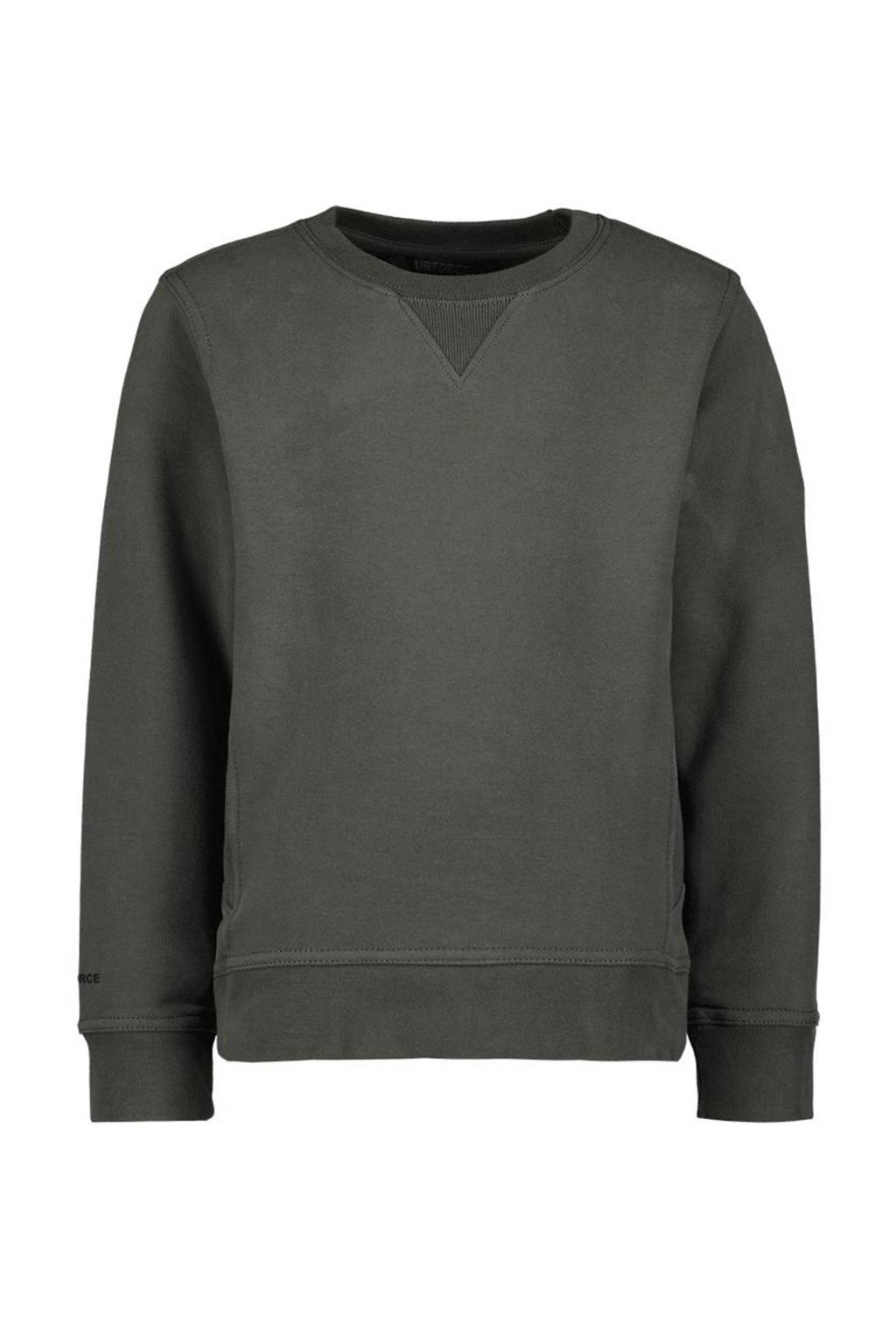 Grijze jongens Airforce sweater met effen, lange mouwen, ronde hals en geribde boorden