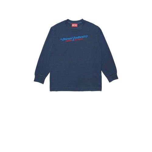 Diesel sweater met tekst donkerblauw Tekst