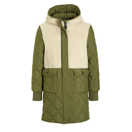 Me & My Monkey winterjas Naomi khaki Groen Meisjes Polyester Capuchon Effen