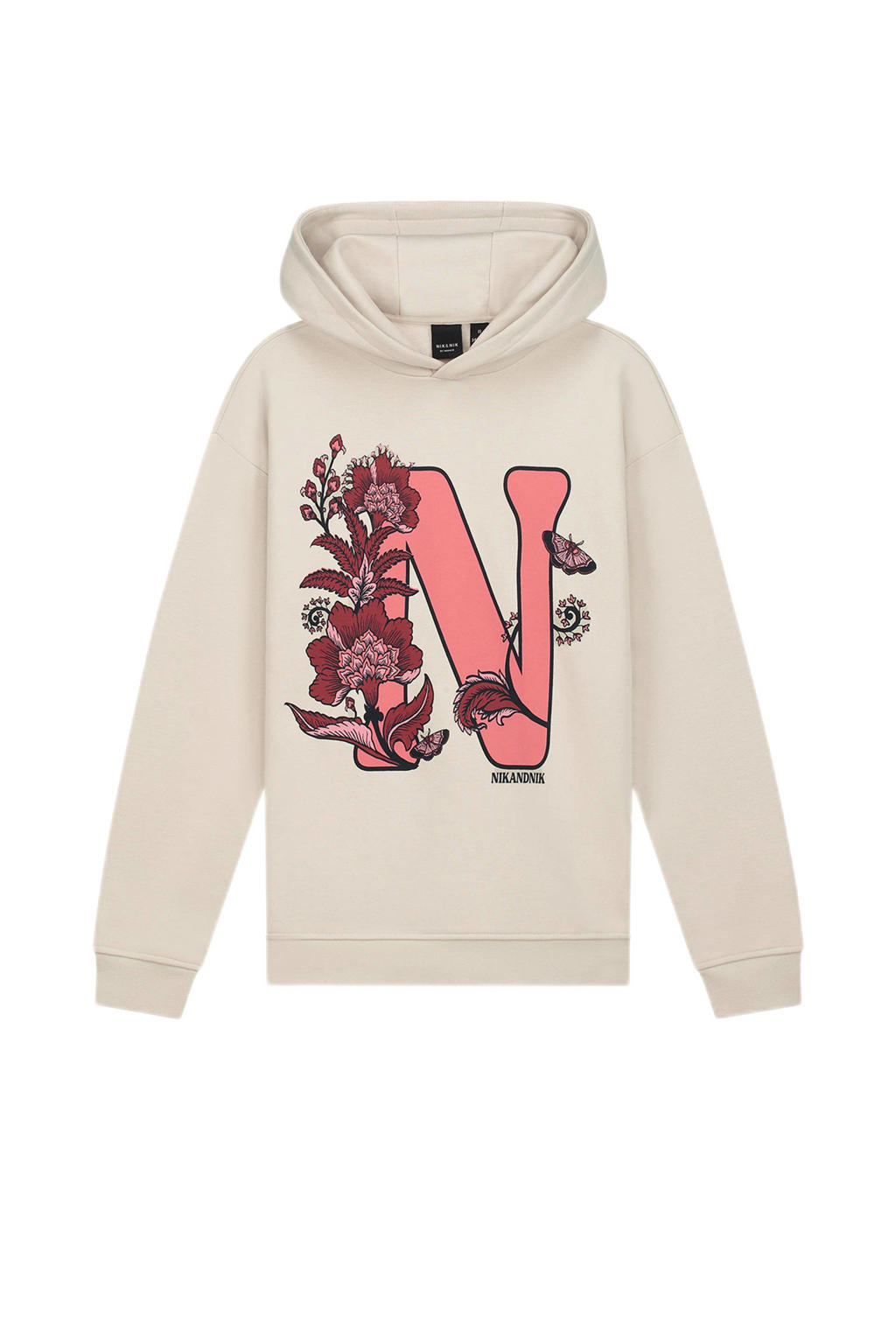 NIK&NIK hoodie Floral met katoen beige | kleertjes.com