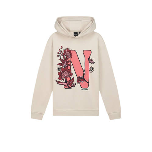 NIK&NIK hoodie Floral met biologisch katoen beige Sweater Printopdruk 