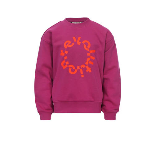 LOOXS 10sixteen sweater met printopdruk donkerroze/oranje Printopdruk - 140