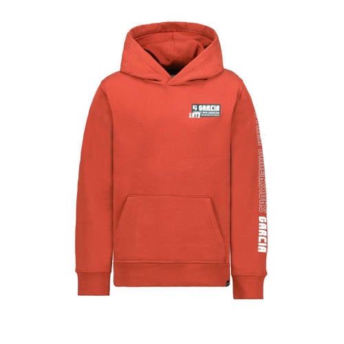 Garcia hoodie met printopdruk roodbruin Sweater Printopdruk 