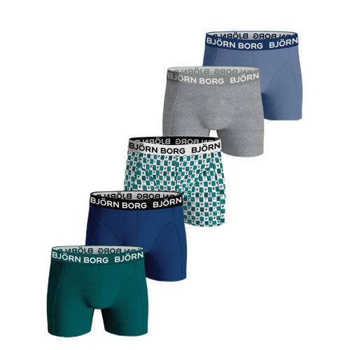 Björn Borg boxershort - set van 5 blauw/groen Jongens Stretchkatoen All over print - 170