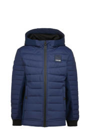 thumbnail: Blauwe jongens Vingino gewatteerde winterjas Tertos van polyamide met effen, lange mouwen, capuchon, ritssluiting en doorgestikte details