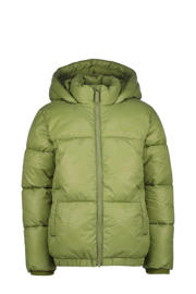 thumbnail: Groene meisjes Raizzed gewatteerde winterjas Lima licht van nylon met effen, lange mouwen, capuchon, ritssluiting en elastische boord