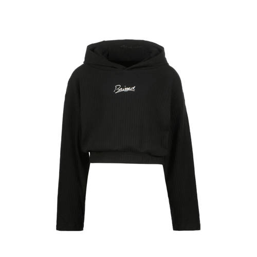 Raizzed hoodie Sarah met tekst en textuur zwart Sweater Tekst 