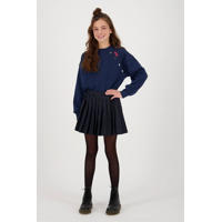 thumbnail: Donkerblauwe meisjes Raizzed longsleeve Lou van katoen met effen, lange mouwen en ronde hals