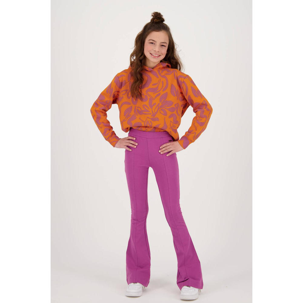 Paarse meisjes Raizzed flared broek Melis van katoen met regular waist, elastische tailleband en effen