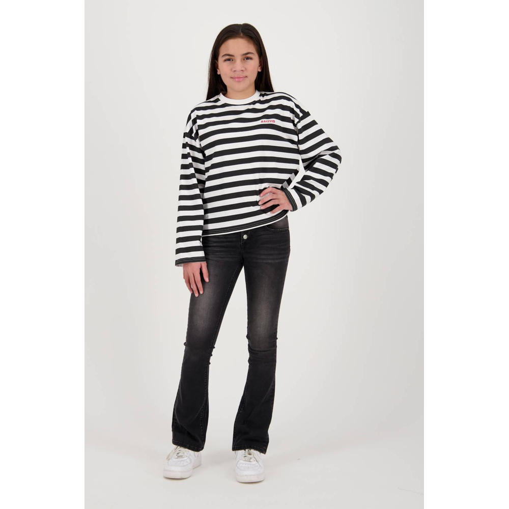 Zwart en witte meisjes Raizzed gestreepte longsleeve Kiki van katoen met lange mouwen en ronde hals