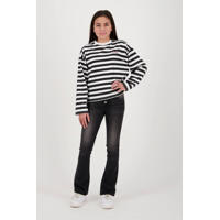 thumbnail: Zwart en witte meisjes Raizzed gestreepte longsleeve Kiki van katoen met lange mouwen en ronde hals