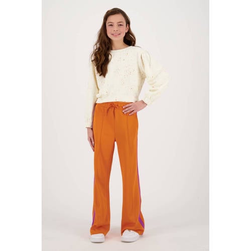 Raizzed high waist loose fit broek Sula met zijstreep oranje/paars Meisjes Polyester