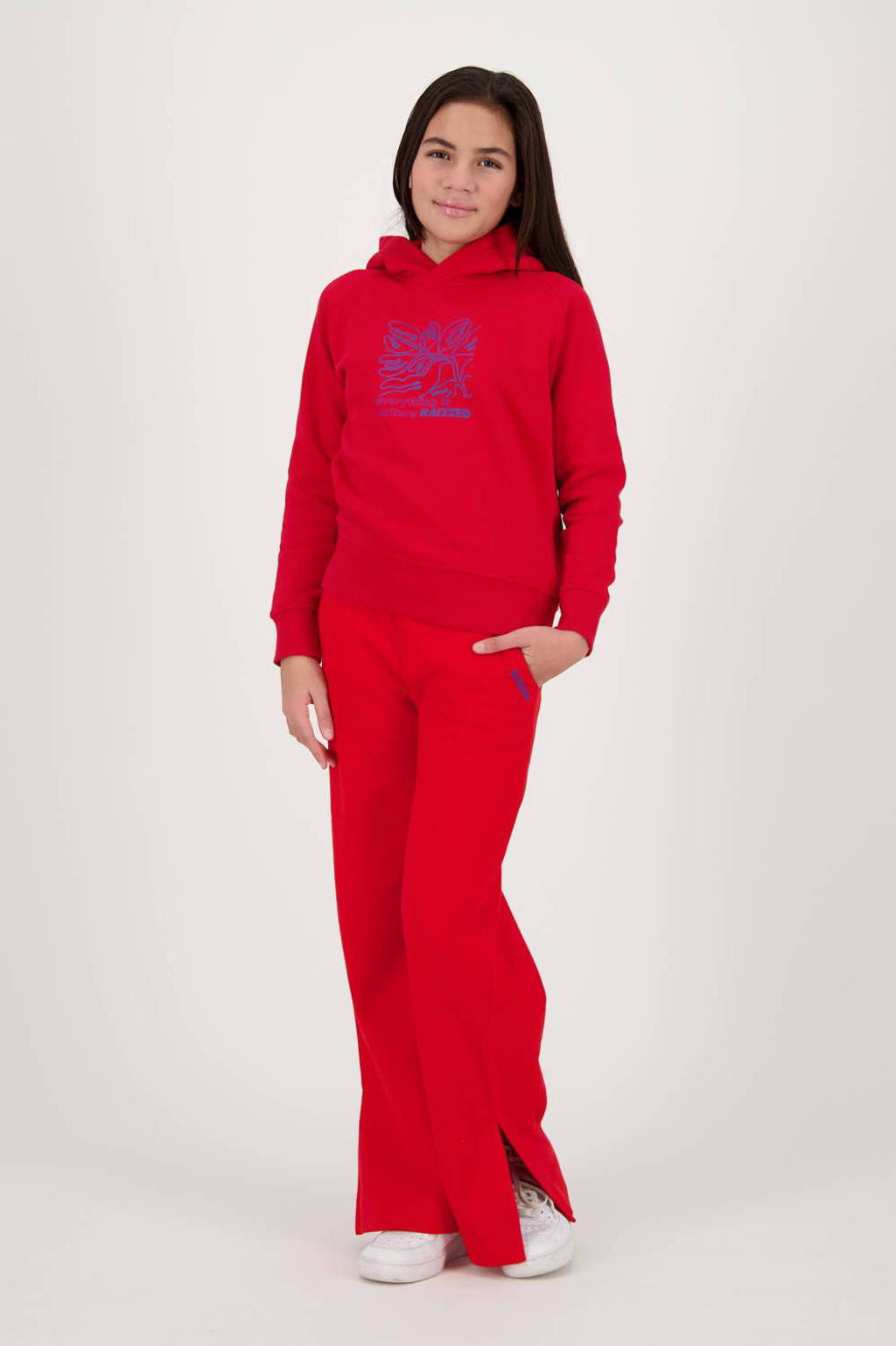 hoodie Wenda met printopdruk rood/blauw