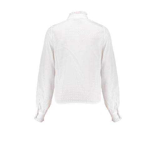 Frankie&Liberty blouse Kim met textuur wit Meisjes Rayon Opstaande kraag 140