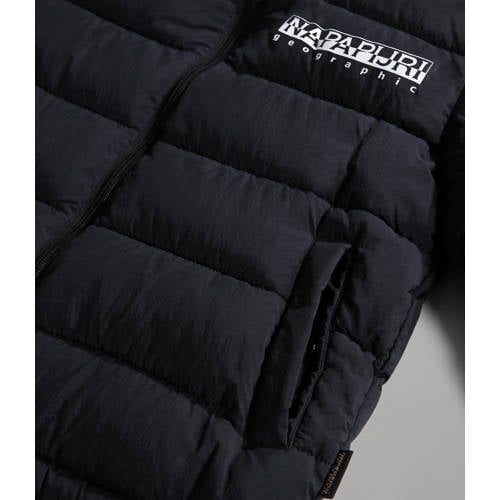 Napapijri gewatteerde winterjas K A-BACHAR met logo zwart Jongens Polyamide Opstaande kraag 140