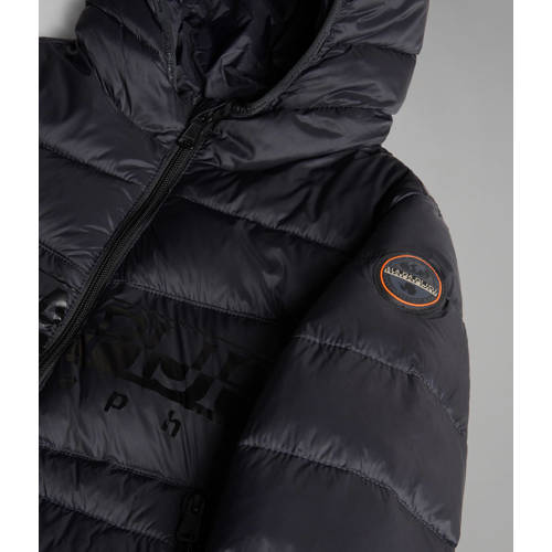 Napapijri gewatteerde winterjas K AERONS REV 1 met logo zwart Jongens Polyamide Capuchon 140