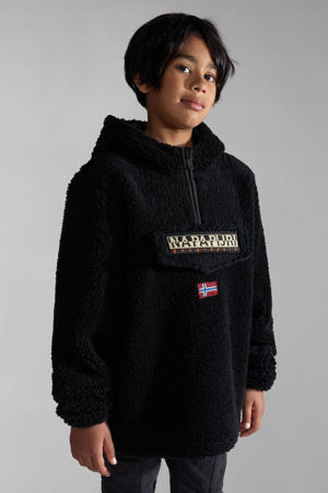 unisex teddy hoodie BURGEE met logo zwart