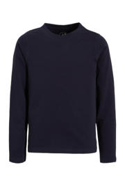 thumbnail: Donkerblauwe meisjes anytime longsleeve T-shirt van katoen met lange mouwen en ronde hals