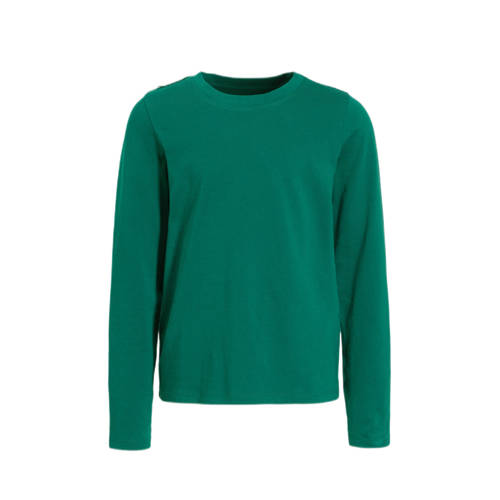 anytime longsleeve T-shirt groen Meisjes Katoen Ronde hals Effen - 110/116