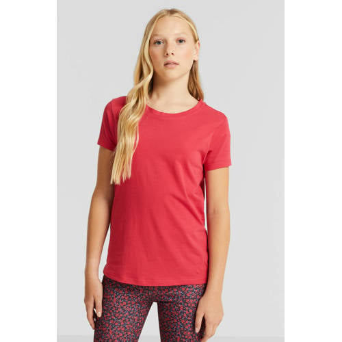 anytime basic T-shirt roze Meisjes Katoen Ronde hals Effen - 110/116