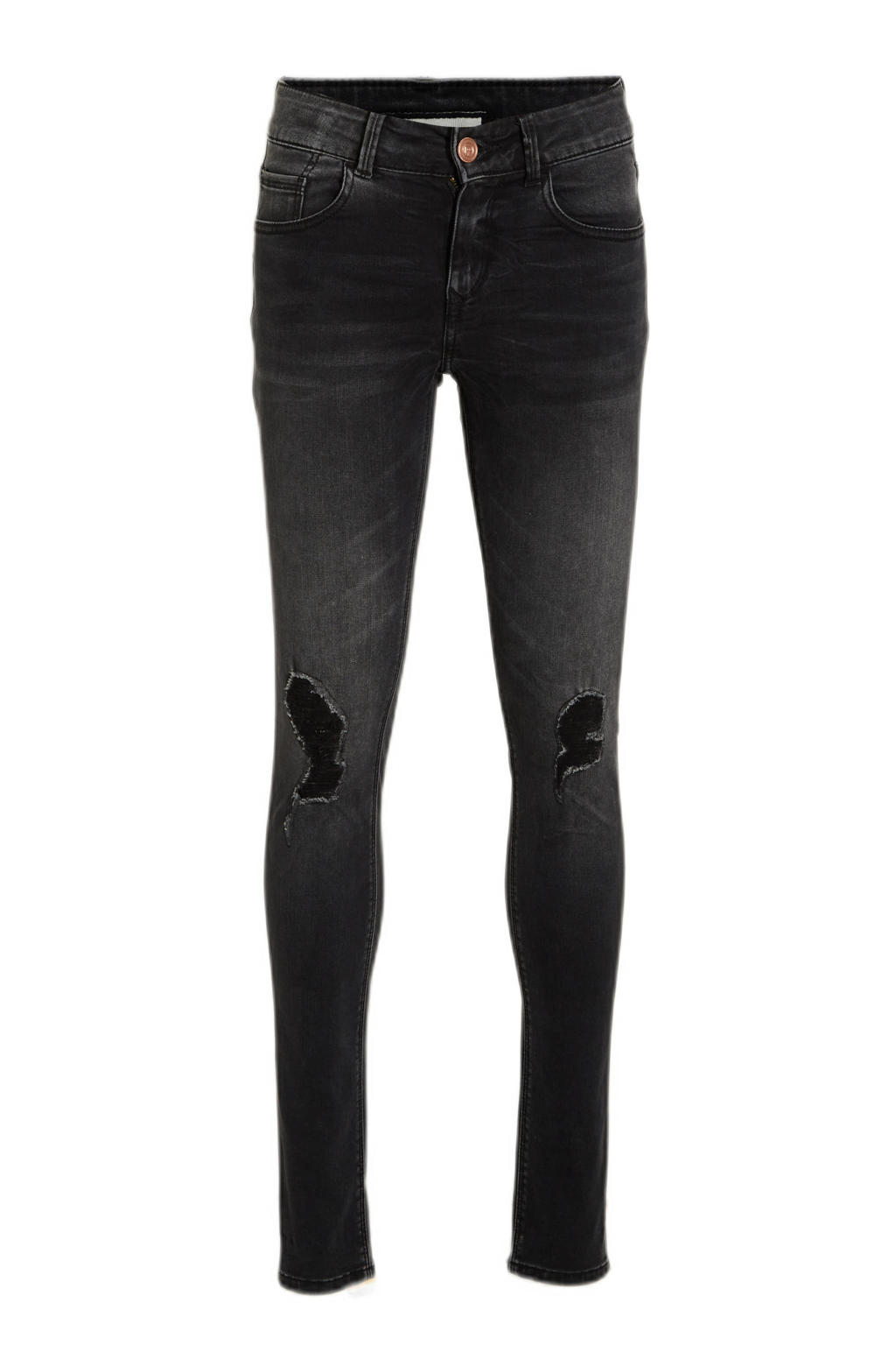 Black denim meisjes Raizzed high waist super skinny jeans Chelsea crafted van stretchdenim met rits- en knoopsluiting en effen