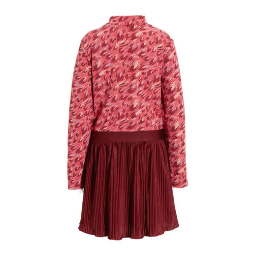 Orange Stars jurk Nikola met all over print roze rood Meisjes Katoen Opstaande kraag 92