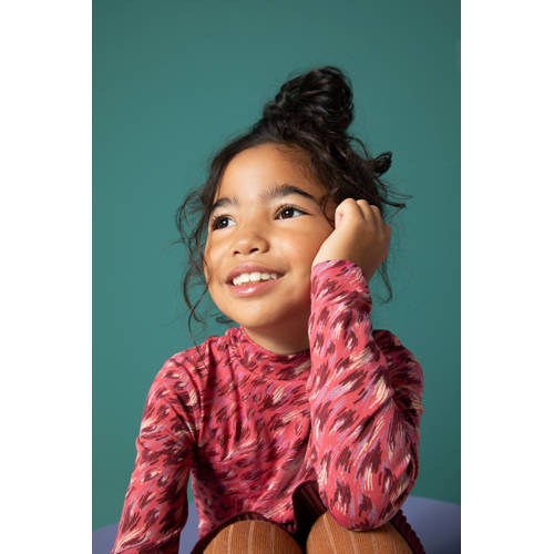 Orange Stars jurk Nikola met all over print roze rood Meisjes Katoen Opstaande kraag 116