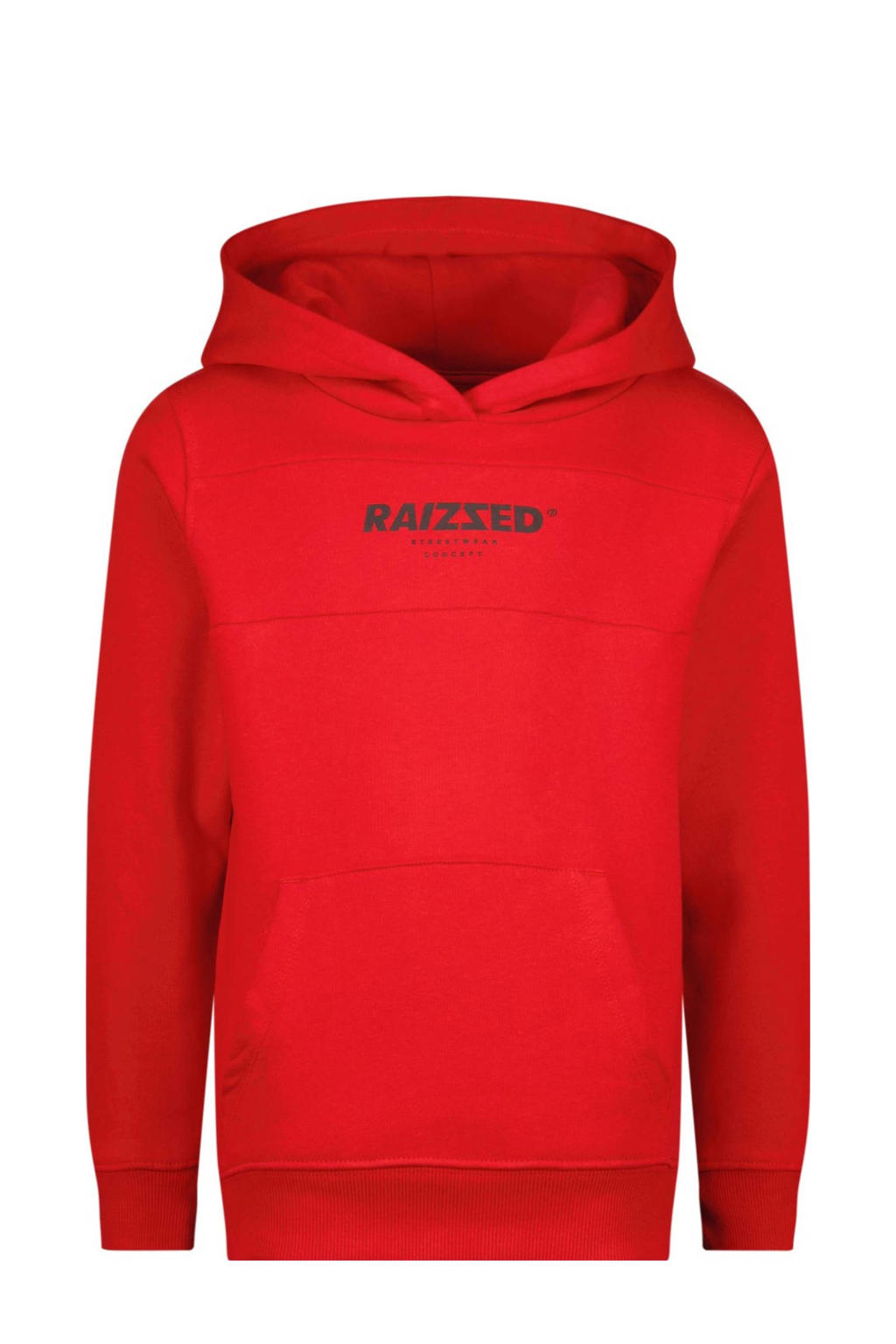 Rode jongens Raizzed hoodie Pinesburg van sweat materiaal met logo dessin, lange mouwen en capuchon