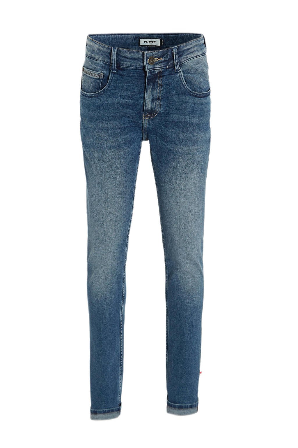 Medium blue denim jongens Raizzed skinny jeans Boston van stretchdenim met regular waist en rits- en knoopsluiting