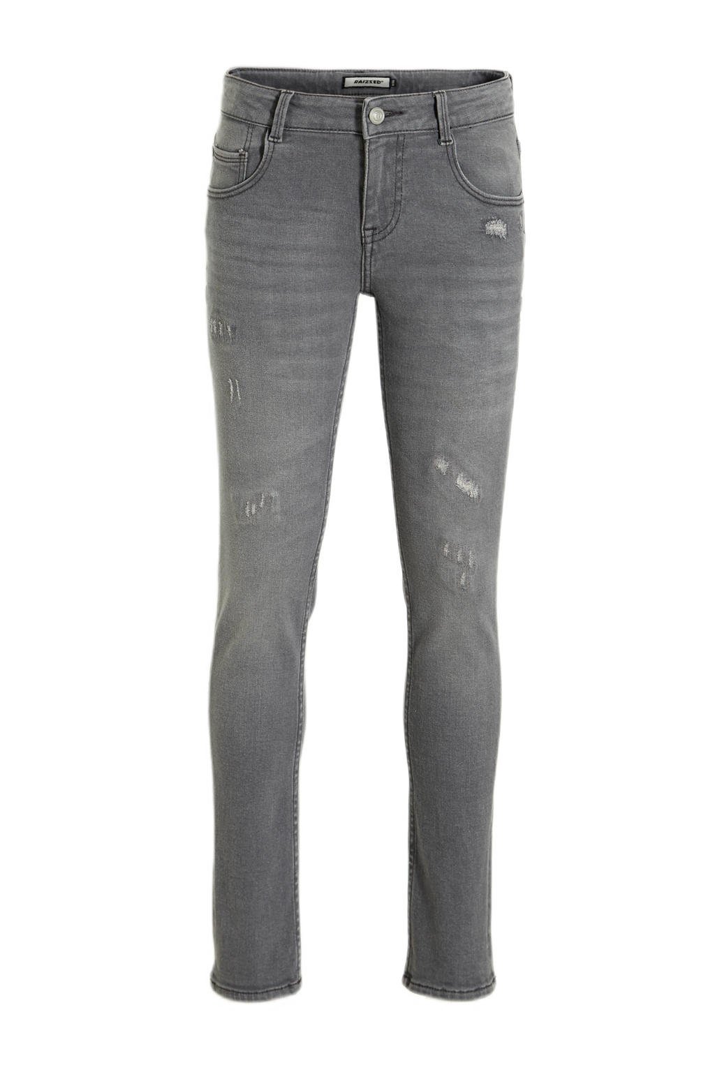 Grey denim jongens Raizzed skinny jeans Boston crafted mid stone van stretchdenim met regular waist en rits- en knoopsluiting