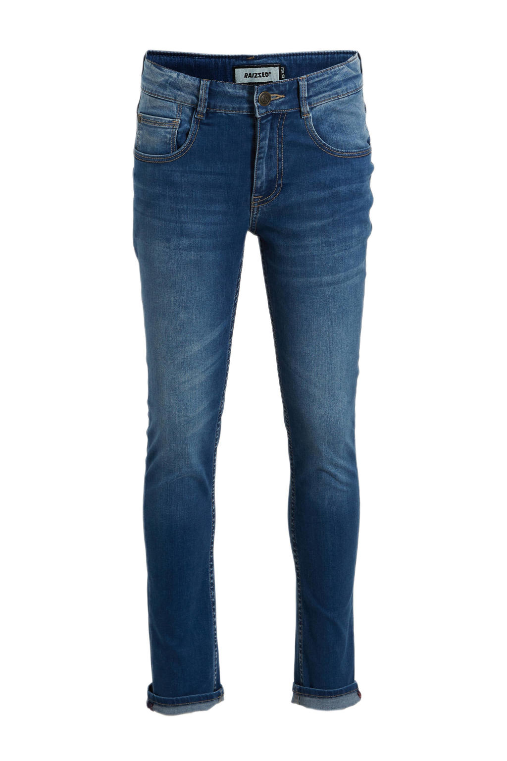 Medium blue denim jongens Raizzed skinny jeans Tokyo van stretchdenim met regular waist en rits- en knoopsluiting