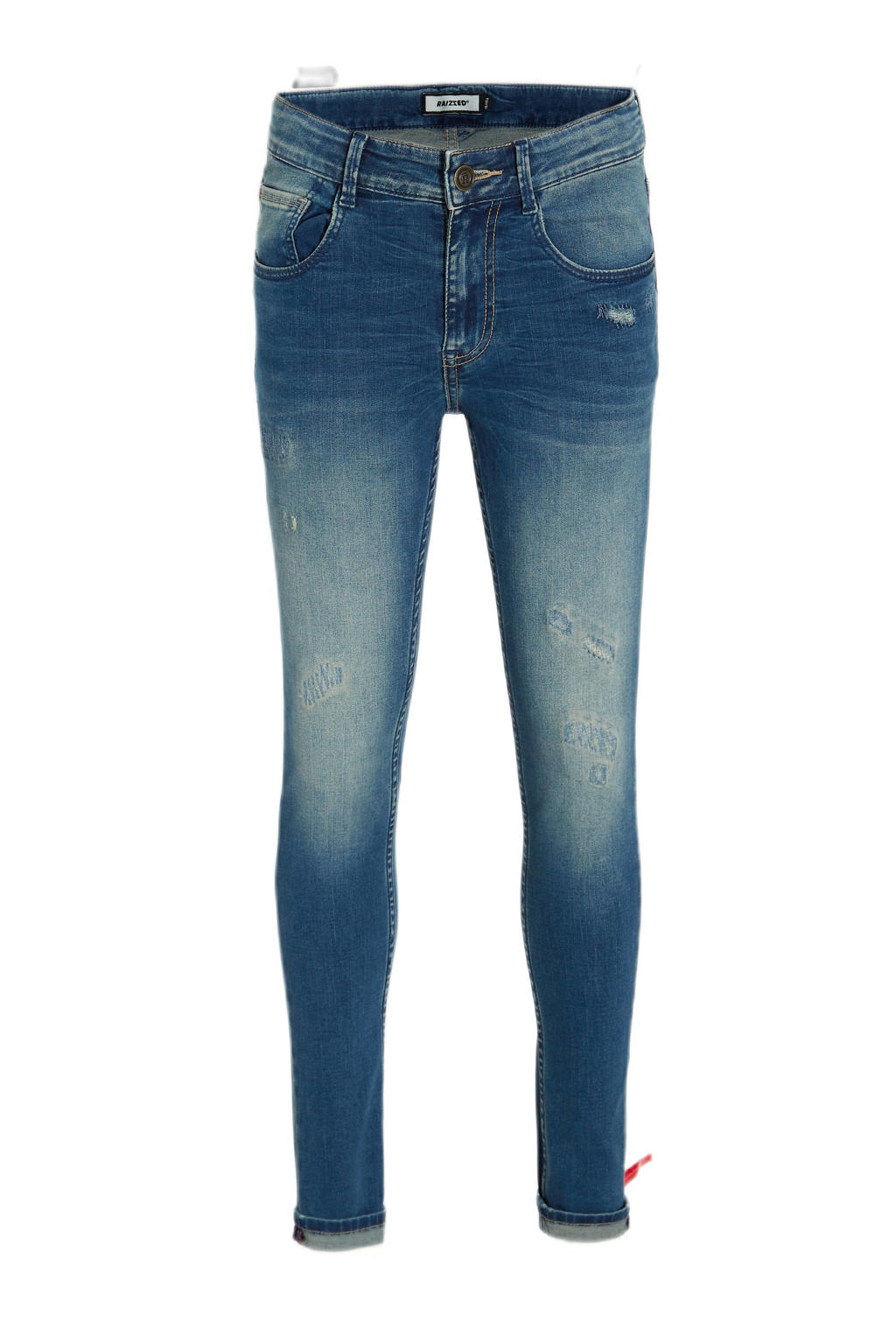 Medium blue denim jongens Raizzed skinny jeans Tokyo crafted van stretchdenim met regular waist en rits- en knoopsluiting