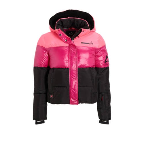 29FT ski-jack Neva roze/wart Skijack Meisjes Gerecycled polyester Capuchon