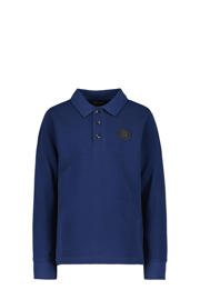 thumbnail: Blauwe jongens Airforce polo van katoen met effen, lange mouwen en knoopsluiting