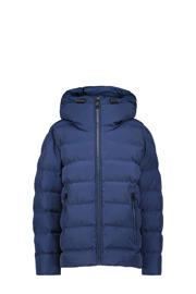 thumbnail: Blauwe jongens Airforce gewatteerde winterjas van polyester met effen, lange mouwen, capuchon en ritssluiting