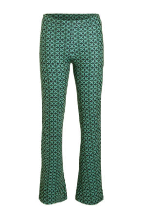 flared broek met all over print groen
