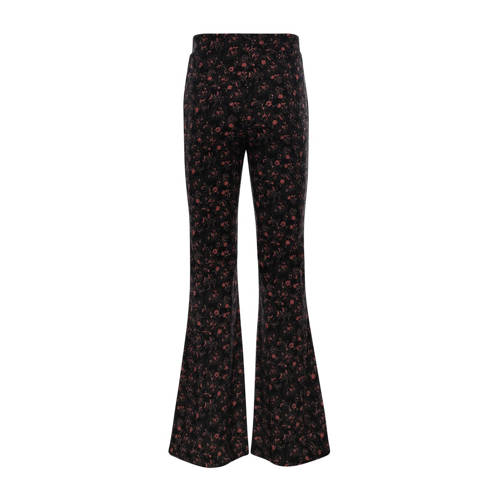 LOOXS little gebloemde flared broek zwart rood Meisjes Polyester Bloemen 92