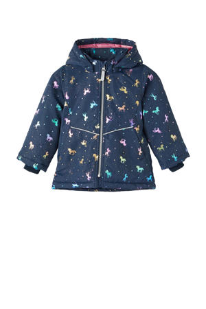 gewatteerde winterjas NMFMAXI van polyester donkerblauw