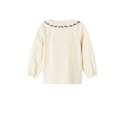 name it MINI blouse NMFLOFINE met textuur ecru paars Meisjes Katoen Peter Pan-kraag 80