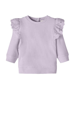 baby sweater NBFLEIJA met ruches met broderie lila