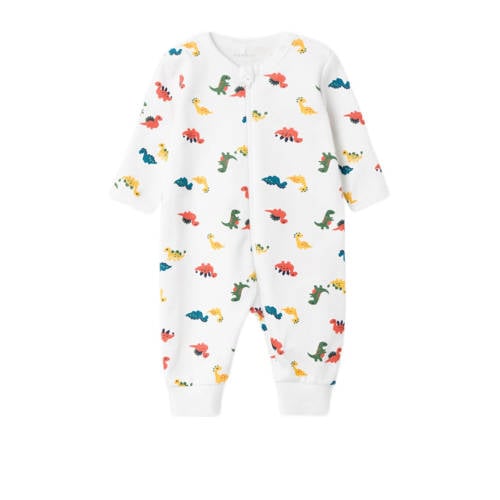 NAME IT BABY baby pyjama NBMNIGHTSUIT met all over print wit/multicolor Onesie Jongens Katoen V-hals - 104