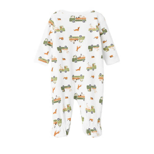 name it BABY pyjama NBMNIGHTSUIT met all over print wit groen Jongens Katoen Ronde hals 56