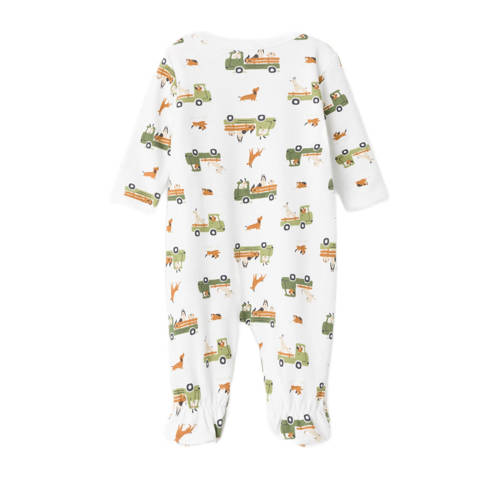 name it BABY pyjama NBMNIGHTSUIT met all over print wit groen Onesie Jongens Biologisch katoen Ronde hals 56