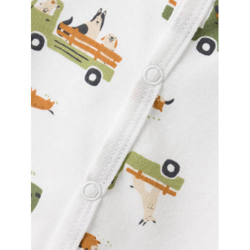 Name it BABY pyjama NBMNIGHTSUIT met all over print wit groen Onesie Jongens Biologisch katoen Ronde hals 56