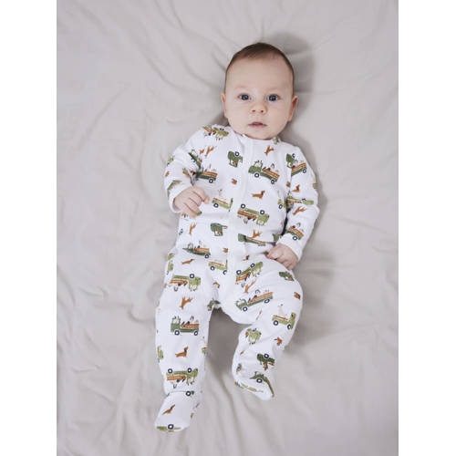 name it BABY pyjama NBMNIGHTSUIT met all over print wit groen Onesie Jongens Biologisch katoen Ronde hals 56